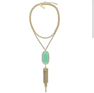 Kendra Scott Rayne Long Tassel Pendant Necklace Light green Chalcedony - Picture 1 of 2