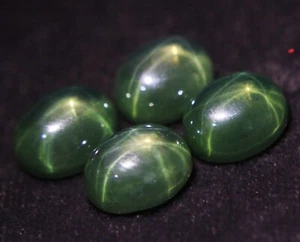 22+ Ct 6 Rays Certified Green Star Sapphire Cabochon Loose Gemstones Lot 11x9 mm - Picture 1 of 5