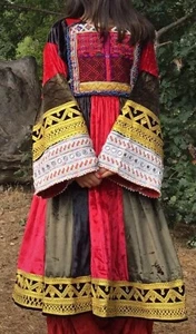 Afghan Kuchi Dress Afghan Traditional Dress red Pashtun Tajik afghani handmade - Picture 1 of 2