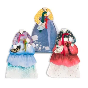 The Somssi Traditional Korea Women's Clothing Hanbok Cards 3pcs Set Holding Fans - Picture 1 of 11