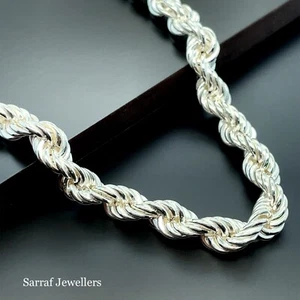 925 Sterlingsilber Seil Original Kette Halskette 7,5 mm breit 22-24-26-30-32" - Bild 1 von 11