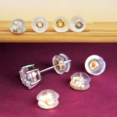 20 Piezas Envoltura de Silicona Mariposa Pendiente Trasero Tapón Tapa Oreja Pin Ajuste Perno Desplazamiento✔ Foto 1 de 4