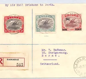 PAPUA Air 1933 Cover 1s/3d LAKATOI SG.128 (c£240) Switzerland via Australia YJ61 - Picture 1 of 14