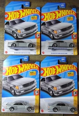 Lot Of 4 Hot Wheels New For 2023 '89 Mercedes-Benz 560 SEC AMG Silver/Grey - Image 1 of 4