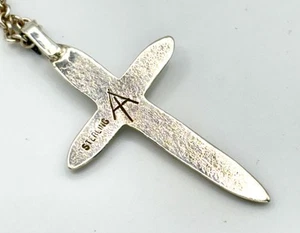 Vintage Sterling Silber Kreuz Anhänger signiert mit 18" Sterling Kette - Bild 1 von 4