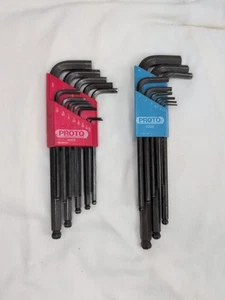VTG PROTO 4995 & 4996 21 Piece Round Ball Hex Key Sets Missing 5/64 USA - Picture 1 of 5