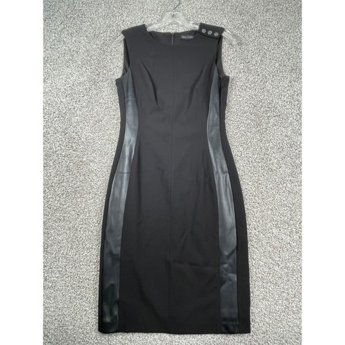 VETEMENTS Abito tubino White Ho mercato nero ecopelle orlo bottoni taglia 00 nuovo con etichette