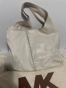 Michael Kors White Studded Leather Shoulder Bag vintage Bag With Dust Bag - Picture 1 of 11