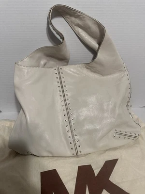 Michael Kors White Studded Leather Shoulder Bag vintage Bag With Dust Bag - Image 1 of 4
