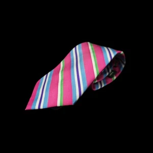 Lauren Ralph Lauren Classic Striped Tie Silk Repp Necktie Handmade Pink Blue - Picture 1 of 12