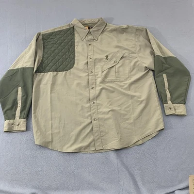 Рубашка коричневая мужская 2XL желтовато-коричневая зеленая стеганая для стрельбы охоты на возвышенности на пуговицах спереди - Изображение 1 из 4