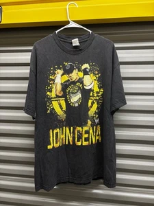 John Cena Hustle Loyalty Respect Yellow Print Shirt WWE Vintage XL Y2K Rare - Picture 1 of 4