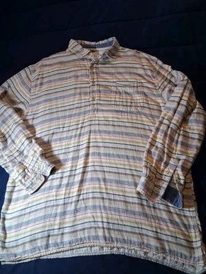 The Territory Ahead Men Shirt 2XLT Red Striped Pockets Long Sleeve Cotton Collar - Image 1 of 4