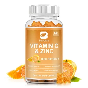 Gomitas de vitamina C y zinc - 1000 mg C + 20 mg de zinc de alta potencia - Imagen 1 de 7