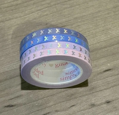 NEW Simply Gilded 5 mm Purple Pastel Holo Vertical Bows washi tape 4 rolls - Изображение 1 из 2