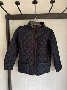 EUC JOULES Quilted Stafford Jacket Riding Coat GIRLS SIZE 11-12 Navy Blue Zip - Picture 1 of 9