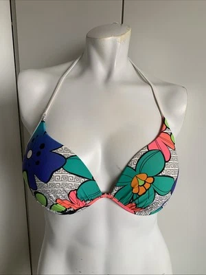 Body Glove women’s size Large push-up halter tie Bikini swimsuit top floral - Image 1 of 4