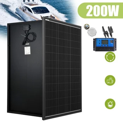 200W 12V Monokristallin Solarpanel Solarmodul Photovoltaik Wohnmobil 200 Watt DE - Bild 1 von 4