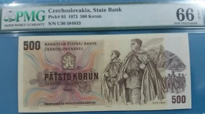 1973 Czechoslovakia 500 Korun PMG66 GEM UNC <P-93>  - Image 1 of 2