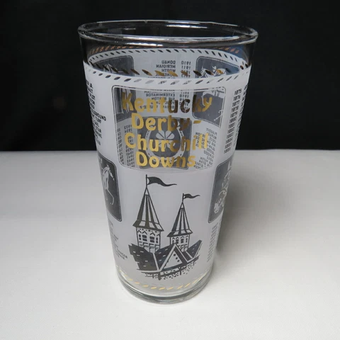 Vintage 1967 KENTUCKY DERBY Churchill Downs Frosted MINT JULEP Glass Tumbler Cover