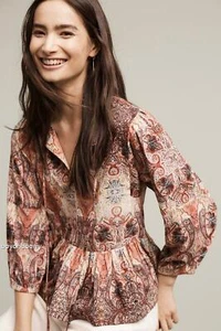 Camicia Anthropologie Evalona Peplum nuova di Raga taglia M - Foto 1 di 5