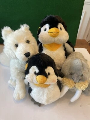 Ganz Webkinz  Lot Of 4 Penguins Walrus Arctic Fox No Codes EUC - Image 1 of 4