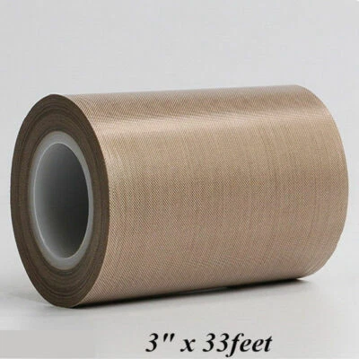 HIGH TEMP PTFE TEFLON TAPE New 3"x 33feet High Temp PTFE Teflon Adhesive Tape 180um Thicker Fiberglass Tape