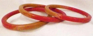 3 Bangle Bracelets Rose Pink & Cinnamon Brown Vintage Retro Plastic Pink Pretty - Picture 1 of 4
