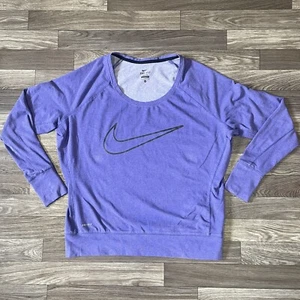 Sudadera Pullover Atlética Nike Para Mujer Mediana Púrpura Swoosh Logo Dri-Fit - Imagen 1 de 7