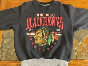 CHICAGO BLACKHAWKS besticktes NHL Hockey schwarzes Sweatshirt GIII Carl Banks LARGE - Bild 1 von 11