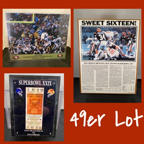 San Francisco 49ers Lot - Vintage Super Bowl XVI Plaque, XXIX Tix, "The Stand" Cover
