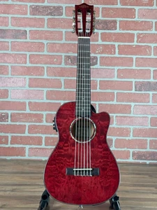 Lanikai Quilted Maple Red Stain Guitelele Acoustic-electric Ukulele - Picture 1 of 10