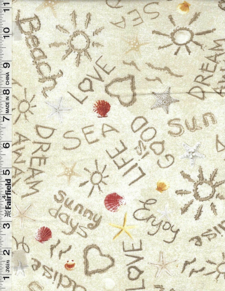 Beach Sand Dreams Writing by Timeless Treasures bty - Image 1 of 1
