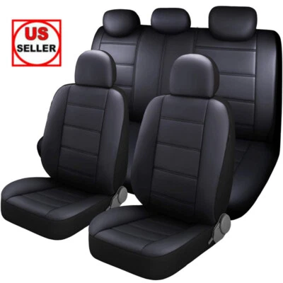 For Nissan Leather Car Seat Covers Full Set 5-Seats Front Rear Protector Cushion - Imagem 1 de 4