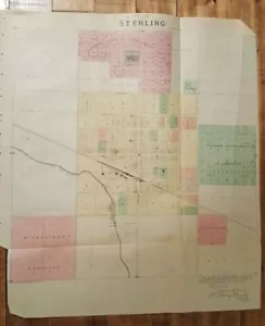 Antique Colored MAP - CITY OF STERLING - RICE COUNTY - 1887 KANSAS ATLAS - Picture 1 of 8