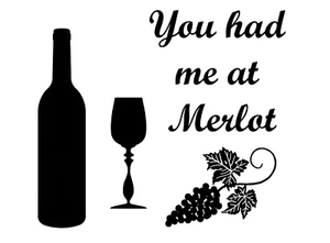 You had me at Merlot 2 pcs 3 Inch Black Fused Glass Decals - Picture 1 of 1