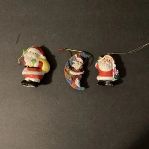 Vintage Santa Ornaments Lot Of 3 - Picture 1 of 4