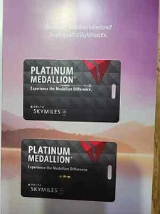New Delta SkyMiles Platinum Medallion Luggage Tags w/ PREMIUM METAL Straps (x2) - Picture 1 of 3
