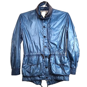 Giacca Vintage Diesel Coda di Pesce Uomo L Blu Nylon Paracadute Impermeabile Foderato Cappuccio Italia - Foto 1 di 21