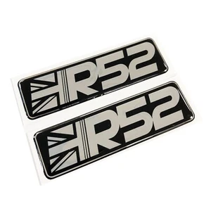 x2 R52 Union Jack Car Chrome 3D Domed Gel Decal Badge Wing Fits Mini Convertible - Picture 1 of 2