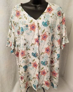 Maggie Barnes Womens Shirt Top Blouse Size 26W Multicolor Floral - Picture 1 of 4