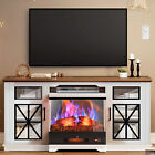 3-Sided Glass Tv Stand With 24 Inch Fireplace For 65" Tv Entertainment Center