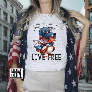 Fly Fast Live Free USA bequeme farbige T-Shirts, Bella Canvas Tee, 4. Juli - Bild 1 von 4