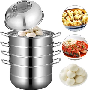 VEVOR 5-Tier Food Steamer Pot 30cm Cooking Food Stock Cookware Stainless Steel - Picture 1 of 12