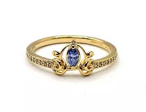 Pandora Disney Cinderella's Carriage 14k Gold Plated Ring 163059C01-60 sz 9 - Picture 1 of 5