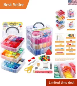 Deluxe Embroidery Floss Set: 403 Pieces Including Needle Tools & Storage Box - Picture 1 of 10