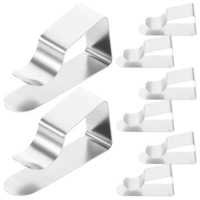  Lot de 8 supports de nappe trapézoïdaux en acier inoxydable, pinces de fixation - Image 1 of 4