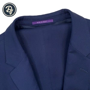 Mens 42 L Ralph Lauren " Purple Label " Solid Navy Blue Soft Knit Wool Suit - Picture 1 of 24