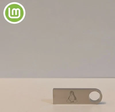 Linux Mint 22.2 on Bootable USB Flash Drive with Tux Logo (2025) - Image 1 of 4