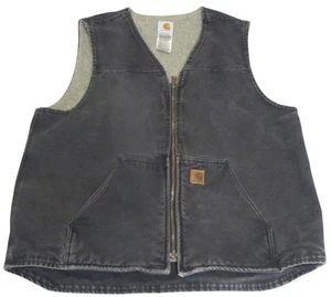 Herren Carhartt schwarz Sherpa gefüttert Reißverschluss Weste Größe Extra Large Tall V26 - Bild 1 von 10